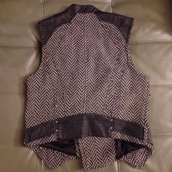 Daniel Rainn Herringbone Faux Leather Vest • Size L - Picture 3 of 10